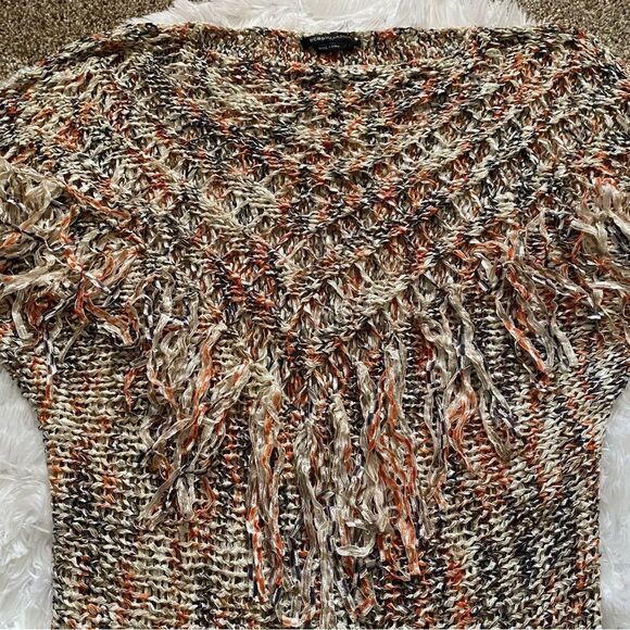 BCBGMAXAZRIA Slouchy Fringe Stretchy Sweater Knit Pullover Womens Size Large - Picture 4 of 10
